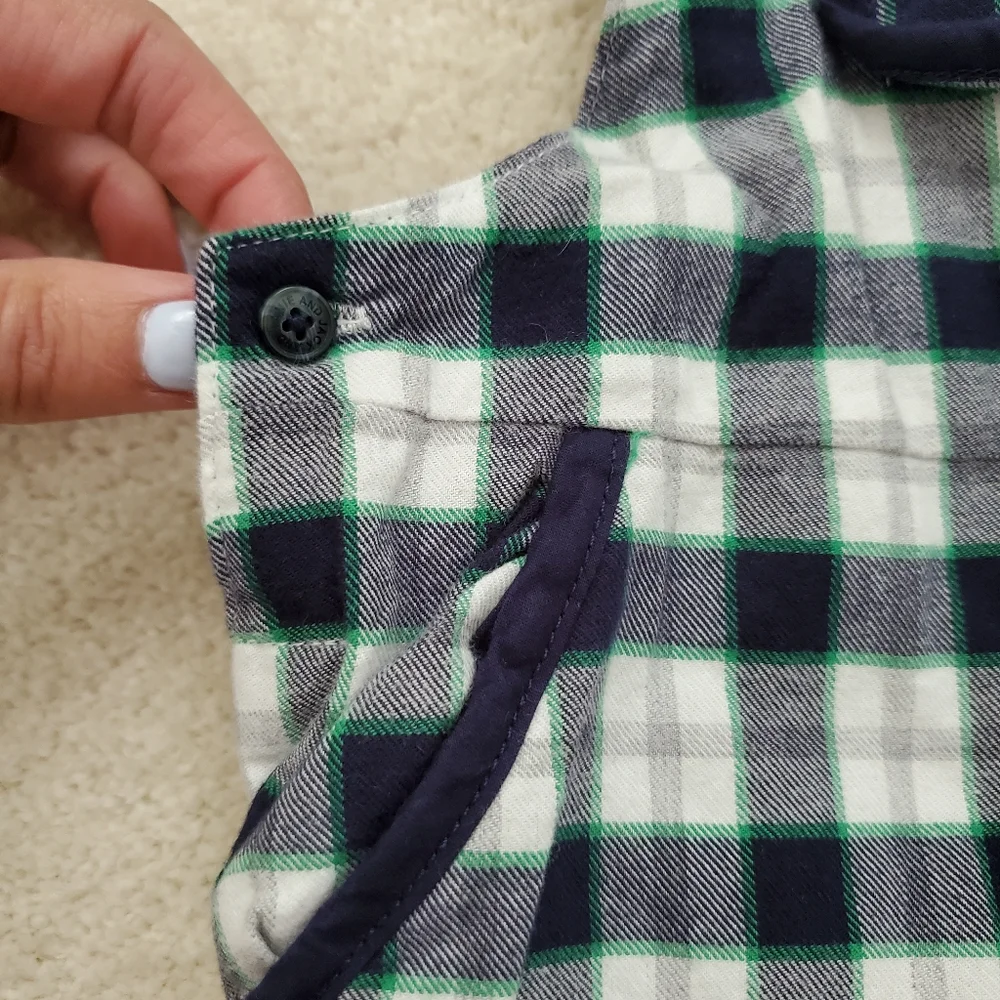 Janie and Jack Baby Boys' Blue, Green Plaid Cotton Overalls sz0-3m